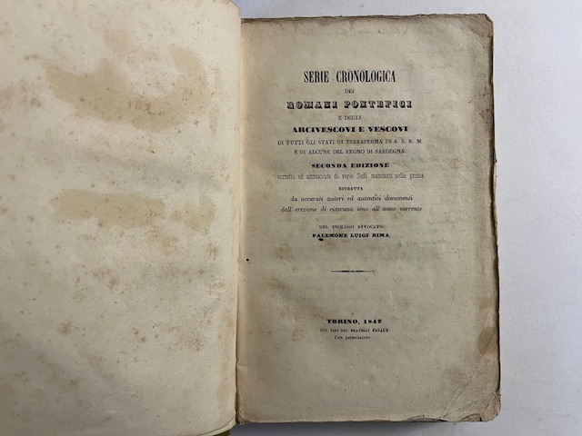 Serie cronologica dei romani Pontefici e degli arcivescovi e vescovi di tutti gli Stati di terraferma di S. S. R. M. e di alcune del Regno di Sardegna